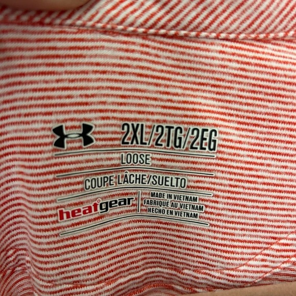 Under Armour HeatGear Polo Loose Fit 2XL, Reddish-Orange Stripes,Golf-Ready - Picture 5 of 8